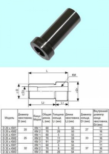 Втулка переходная с цилиндрич. хв-ка D 25 на КМ3 "CNIC"