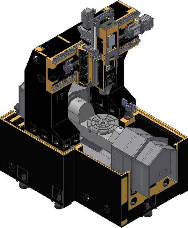 IRONMAC IMU-5X 400  Портальная конструкция с фиксированной балкой  В серииIMU-5X-400используетсяпортальная конструкция L-образного типадля достижения производительности обработки и точности контура в высокодинамичных условиях с высокой точностью, ...
